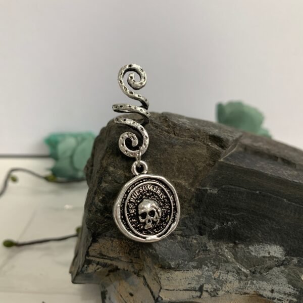 Vintage Viking Spiral Hair Braid Moon Pentagram Sun Angel Wing Skull Emblem Hair Bead Jewelry