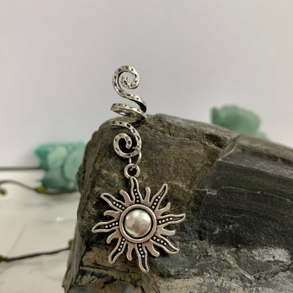 Vintage Viking Spiral Hair Braid Moon Pentagram Sun Angel Wing Skull Emblem Hair Bead Jewelry