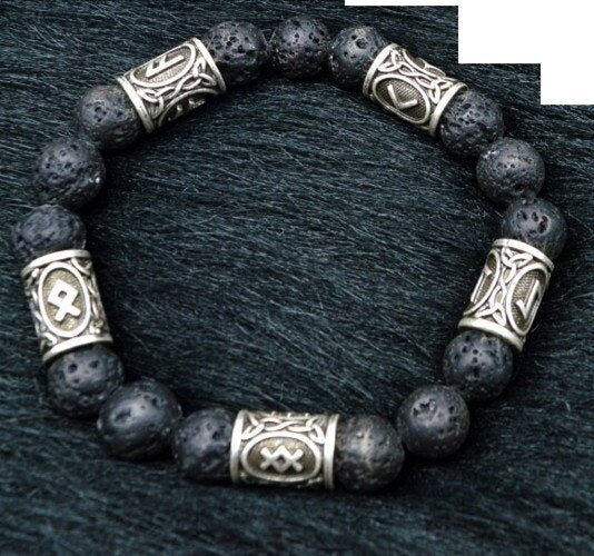 Viking Magic~Vintage Volcano Lava Stone Beads 10pcs Runes Beads Men Bracelet Viking Rune Bracelet Fashion Charm Bracelet Jewelry Friendship G