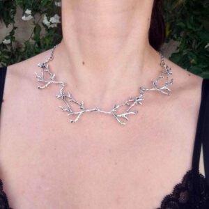 Vintage personality woods silver branch necklace Nordic style punk woodland antler necklace gift