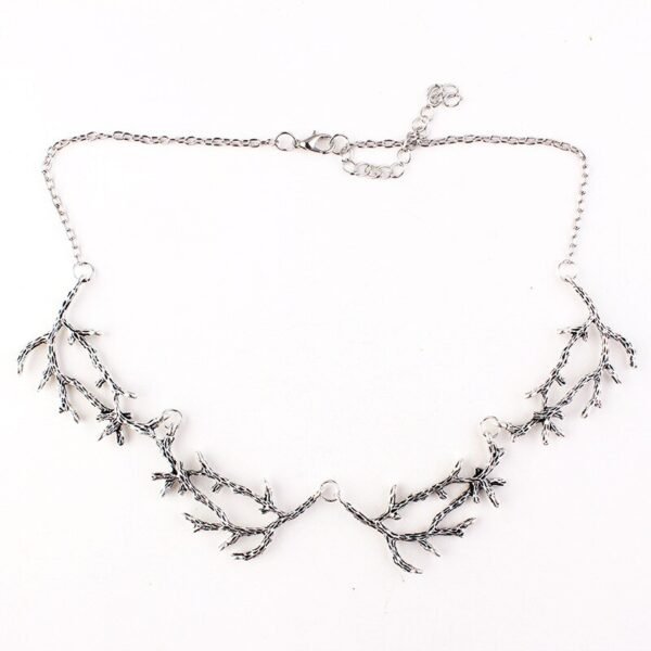 Vintage personality woods silver branch necklace Nordic style punk woodland antler necklace gift