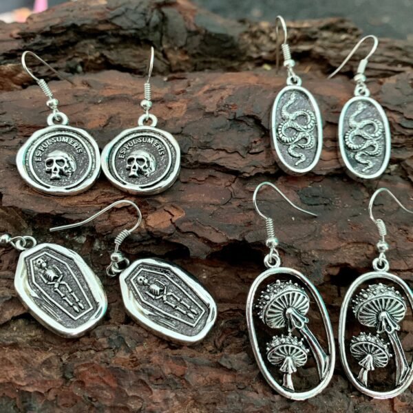 Vintage skull earrings pendant Wicca skull necklace pendant Gothic jewelry craft jewelry gift