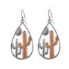 Vintage two-tone desert cactus pendant earrings personalized jewelry ladies Wicca holiday birthday gift