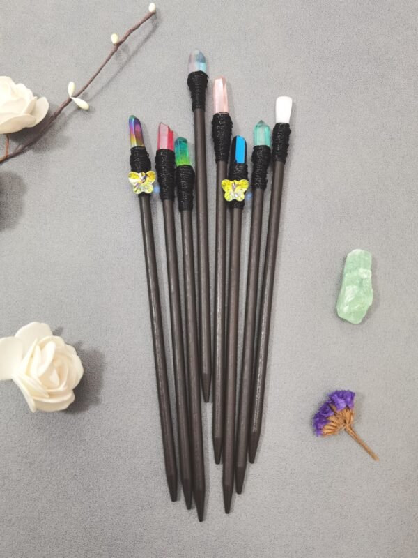 Vintage wood hairpin crystal hair stick Wicca accessories hair accessories  witches wand witch staff altar decoration gift