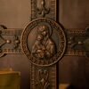 Virgin Mary Holding Baby Jesus Cross Solid Wood Carving Christmas Jesus Christ Nativity Religious Character Catholic Wall Cross