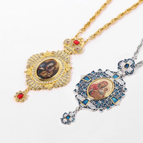 Virgin Mary Necklace Jesus Christian Crystal Catholic Christ Church Utensils Pries Orthodox Religious Crafts