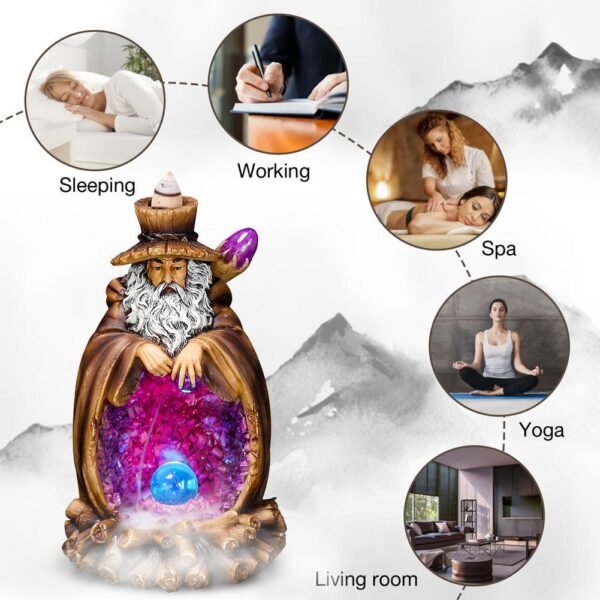 Waterfall Incense Burner Backflow Ceramic Incense Holder With LED
