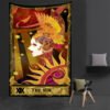Western Witch Tarot Card Pattern Blanket Tapestry Wall Hanging  Witchcraft Psychedelic Decor Moon Sun Flower Mandela Divination  Wall Decor