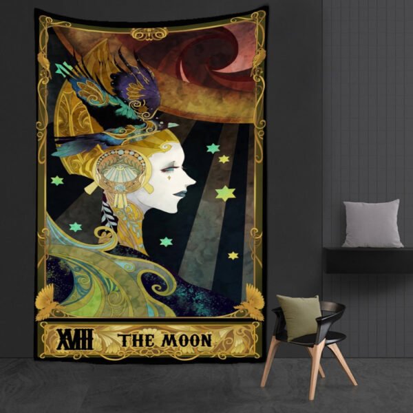 Western Witch Tarot Card Pattern Blanket Tapestry Wall Hanging  Witchcraft Psychedelic Decor Moon Sun Flower Mandela Divination  Wall Decor