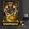 Western Witch Tarot Card Pattern Blanket Tapestry Wall Hanging  Witchcraft Psychedelic Decor Moon Sun Flower Mandela Divination  Wall Decor