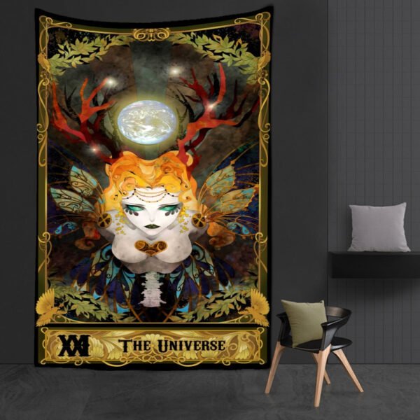 Western Witch Tarot Card Pattern Blanket Tapestry Wall Hanging  Witchcraft Psychedelic Decor Moon Sun Flower Mandela Divination  Wall Decor