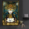 Western Witch Tarot Card Pattern Blanket Tapestry Wall Hanging  Witchcraft Psychedelic Decor Moon Sun Flower Mandela Divination  Wall Decor