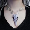 White Raven Skull Witchy Bird Pendant, Goth Crow Necklace, Resin Handmade Jewerly, Witchy Wiccan Pagan Gothic Gift