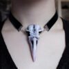 White Raven Skull Witchy Bird Pendant, Goth Crow Necklace, Resin Handmade Jewerly, Witchy Wiccan Pagan Gothic Gift