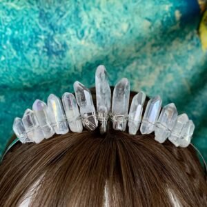 White-raw-crystal-crown-tiara-quartz-headband-hair-comb-hair-accessories-witch-accessories-wedding-elven-festival White raw crystal crown tiara quartz headband hair comb witch accessories wedding elven festival Wicca jewelry