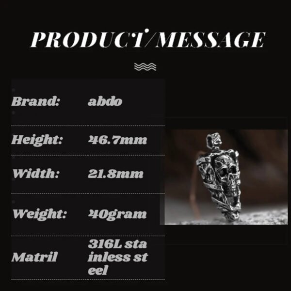 Punk Rock Stainless Steel Gothic skull Pendant Necklace With Chain For Man Party/Halloween Man Gift