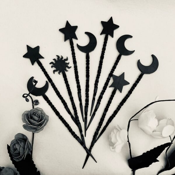 Wicca Crescent Hair Stick   Celestial Witchcraft Accessories Viking Witch Headdress Hairpin Punk Pagan Gift