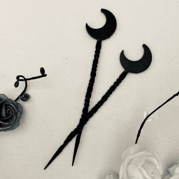 Wicca Crescent Hair Stick   Celestial Witchcraft Accessories Viking Witch Headdress Hairpin Punk Pagan Gift