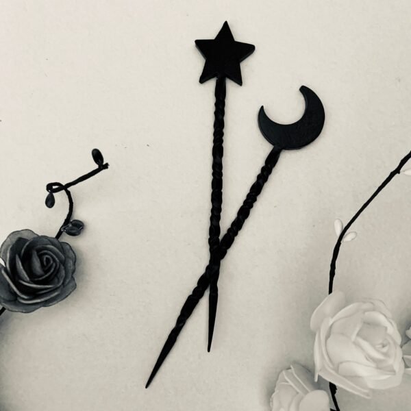 Wicca Crescent Hair Stick   Celestial Witchcraft Accessories Viking Witch Headdress Hairpin Punk Pagan Gift