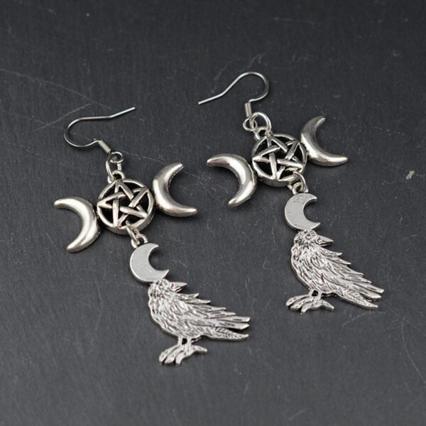 Wicca Design Earring Raven Moon Earring Gothic Punk Jewelry