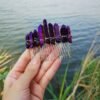 Wicca  Raw Natural Crystal Moon Mermaid Hair Comb Witchcraft Accessories Bridal Party Decoration Gift