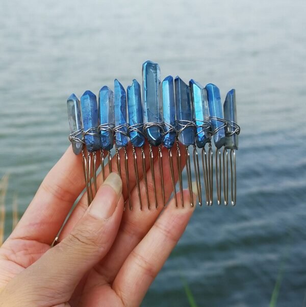 Wicca  Raw Natural Crystal Moon Mermaid Hair Comb Witchcraft Accessories Bridal Party Decoration Gift