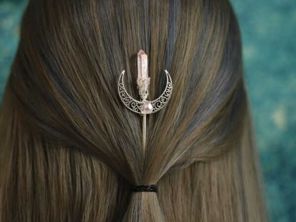 Wicca Moon Birth Crystal Hairpin Witch Colorful Quartz Hair Stick Bridesmaid Party Jewelry  Jewelry Gift FZ-10
