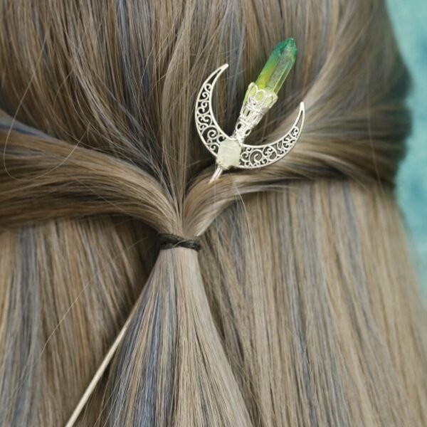 Wicca Moon Birth Crystal Hairpin Witch Colorful Quartz Hair Stick Bridesmaid Party Jewelry  Jewelry Gift FZ-10