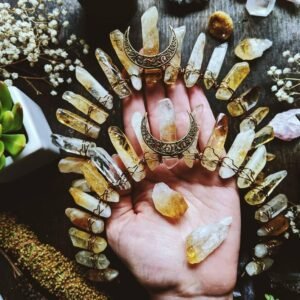 Magic Wicca~Wicca Raw crystal crown natural yellow crystal non-plated headband moon party gift witchcraft accessories hair accessories