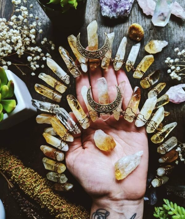 Magic Wicca~Wicca Raw crystal crown natural yellow crystal non-plated headband moon party gift witchcraft accessories hair accessories