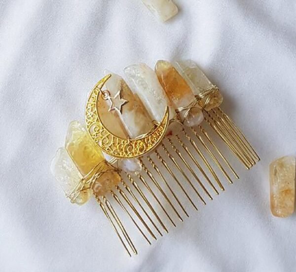 Magic Wicca~Wicca Raw crystal crown natural yellow crystal non-plated headband moon party gift witchcraft accessories hair accessories