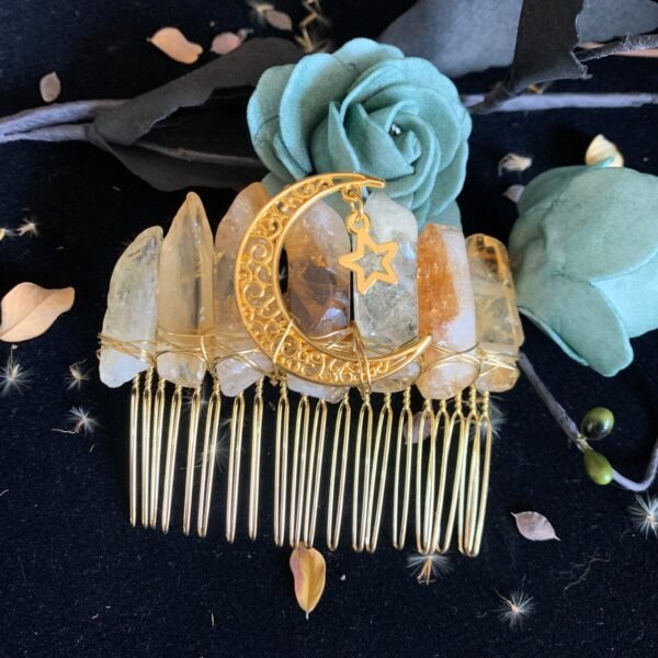 Magic Wicca~Wicca Raw crystal crown natural yellow crystal non-plated headband moon party gift witchcraft accessories hair accessories