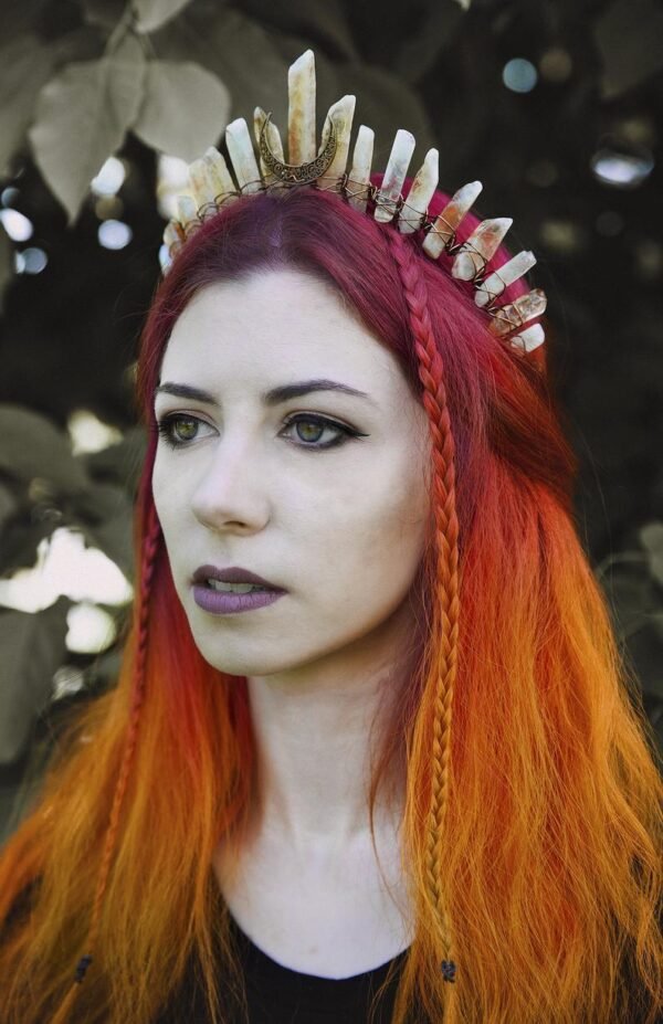 Magic Wicca~Wicca Raw crystal crown natural yellow crystal non-plated headband moon party gift witchcraft accessories hair accessories