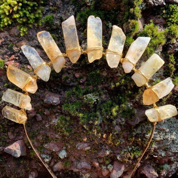 Magic Wicca~Wicca Raw crystal crown natural yellow crystal non-plated headband moon party gift witchcraft accessories hair accessories