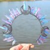 Wicca RawCrystal Crown Witch Tiaras Moon Bridal Witchcraft Accessories Wedding Festival Jewelry Hair Accessories Gifts