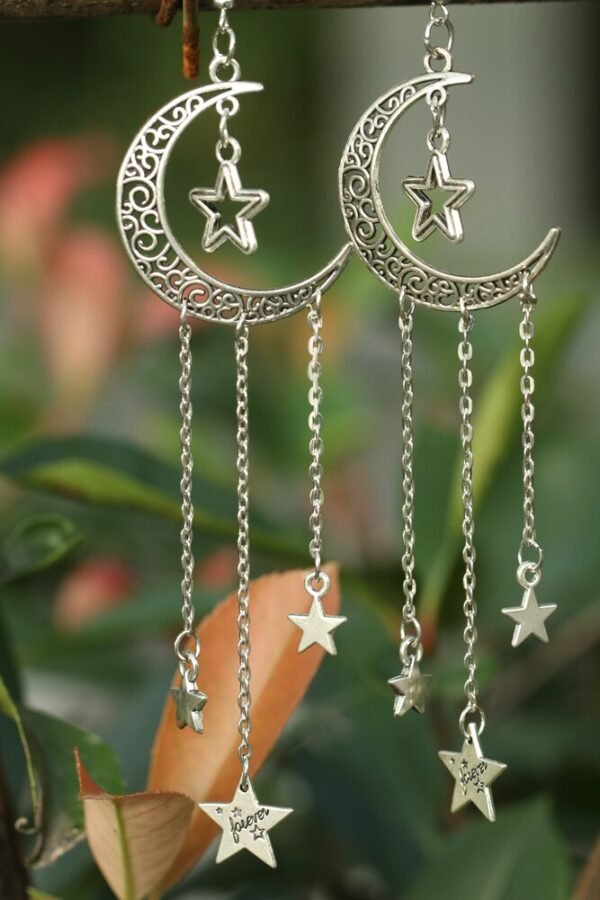 Wicca accessories moon star long earrings gothic gift