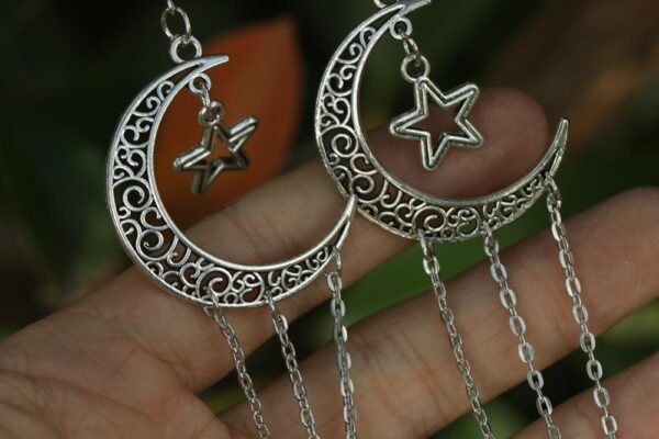 Wicca accessories moon star long earrings gothic gift