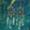 Wicca bird of life bird of paradise Raw natural crystal earrings wedding bride girlfriend gift for her