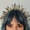 Magic Wicca~Wicca raw crystal crown headband black line black headband goddess crown girlfriend party gift