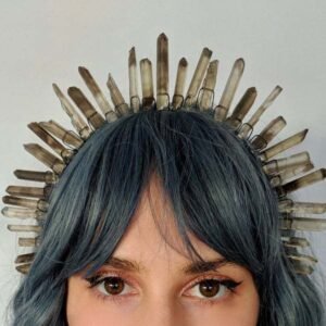 Magic Wicca~Wicca raw crystal crown headband black line black headband goddess crown girlfriend party gift