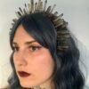 Magic Wicca~Wicca raw crystal crown headband black line black headband goddess crown girlfriend party gift