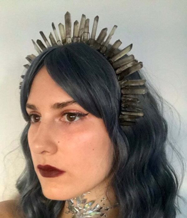 Magic Wicca~Wicca raw crystal crown headband black line black headband goddess crown girlfriend party gift