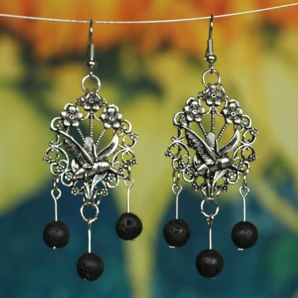 Wicca volcanic stone, bird of life,Flower, earrings, girlfriends, Witchcraft Accessories gifts for her