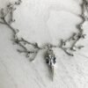 Wiccan Crow Raven Skull Necklace Fantasy Forest Branches Gothic Magic Pagan Jewelry