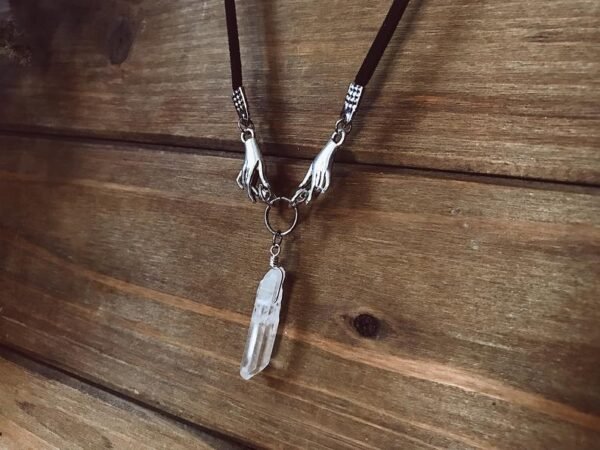 Wiccan Hands CHOKER Necklace, Pagan Choker,Black Velvet Choker, Wicca Choker