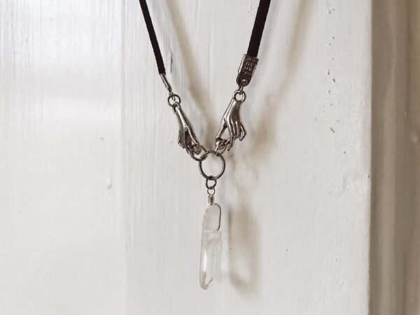 Wiccan Hands CHOKER Necklace, Pagan Choker,Black Velvet Choker, Wicca Choker