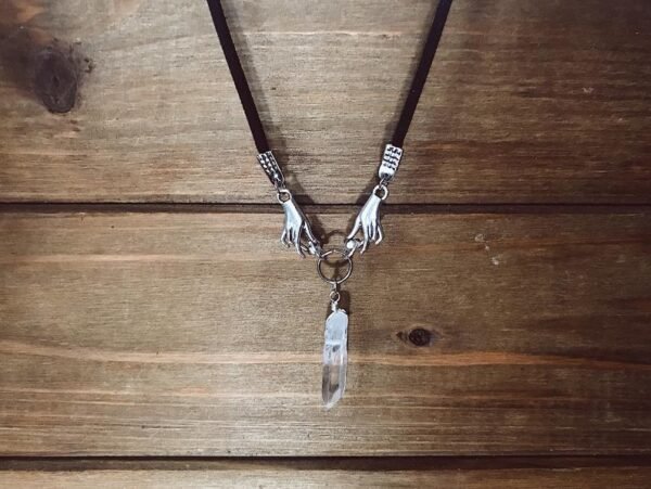 Wiccan Hands CHOKER Necklace, Pagan Choker,Black Velvet Choker, Wicca Choker