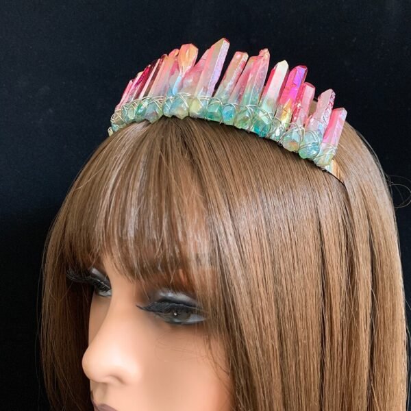 Magic Wicca~Wiccan Jewelry Rainbow Tiara Crystal Raw Natural Quartz Crystal Crystal Crown Crystal Tiara Mermaid Wedding Gift