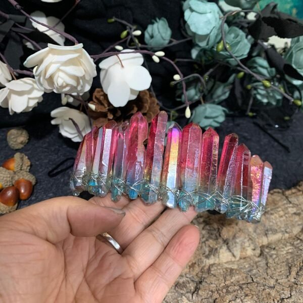 Magic Wicca~Wiccan Jewelry Rainbow Tiara Crystal Raw Natural Quartz Crystal Crystal Crown Crystal Tiara Mermaid Wedding Gift