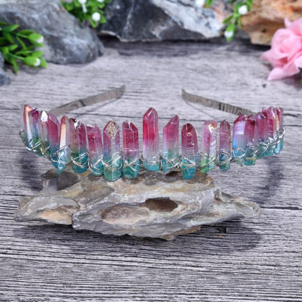 Magic Wicca~Wiccan Jewelry Rainbow Tiara Crystal Raw Natural Quartz Crystal Crystal Crown Crystal Tiara Mermaid Wedding Gift